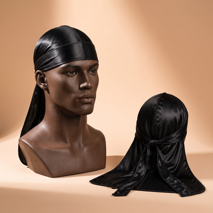 EMZS Premium Silky Satin Durag - Zwart | Waves, Braids & Locs