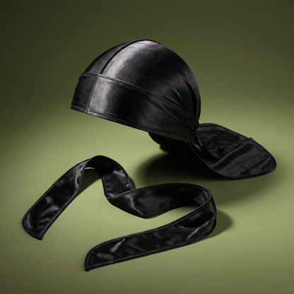 EMZS Premium Silky Satin Durag - Zwart | Waves, Braids & Locs