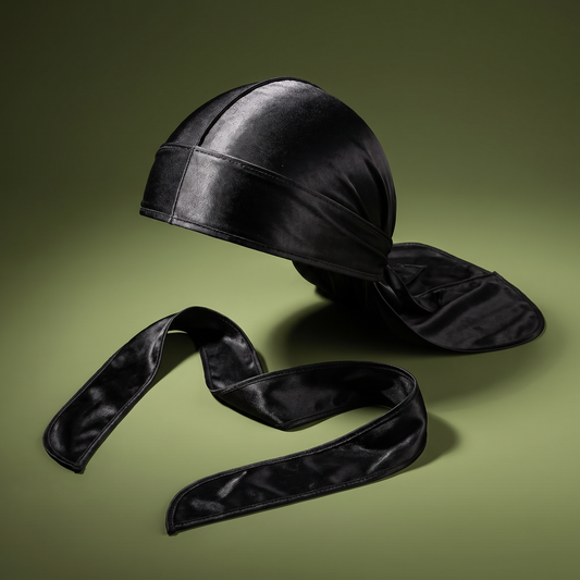 EMZS Premium Silky Satin Durag - Zwart | Waves, Braids & Locs
