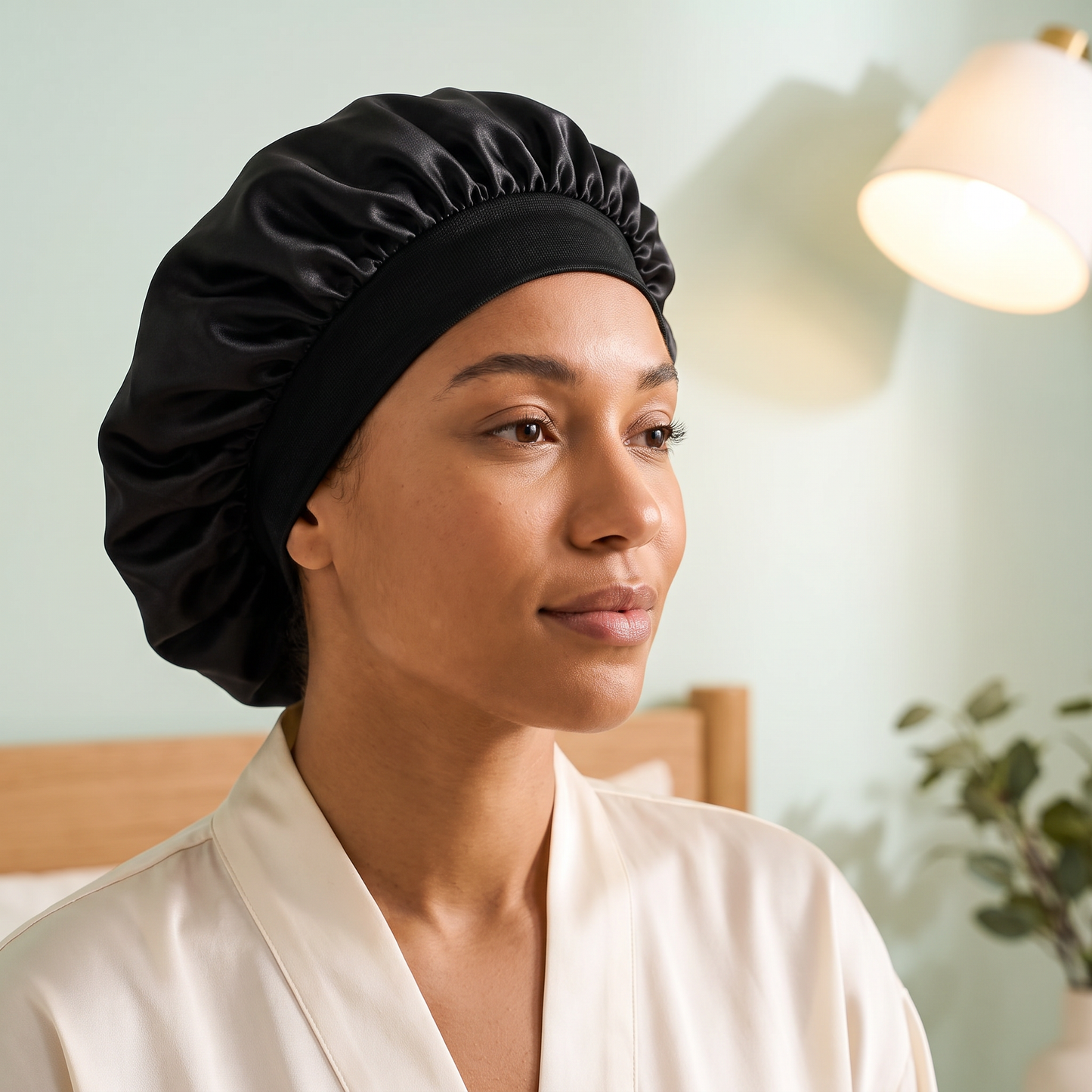 EMZS Premium Silky Satin Bonnet - Zwart - Unisex